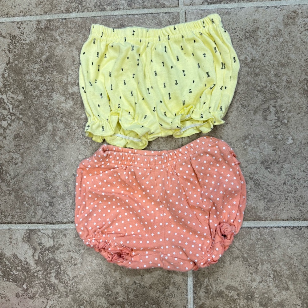 Carter's Yellow & Coral Polka Dot Baby Bloomers Shorts